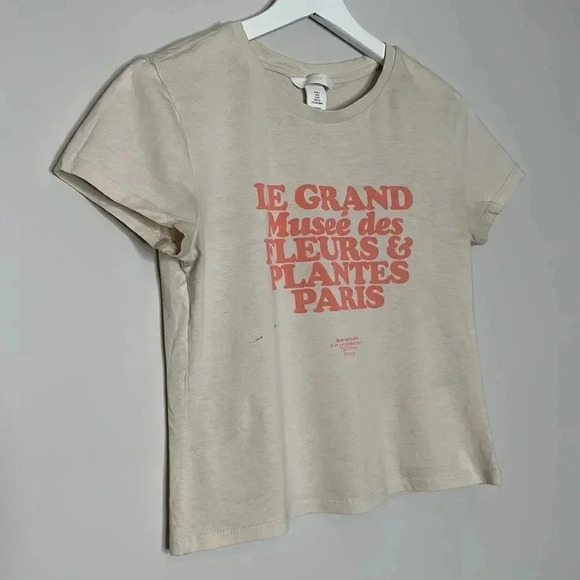 H&M "Le Grand Musee Des Fleurs &Visit Plantes Paris" Short Sleeve Crop Tee - Picture 5 of 9